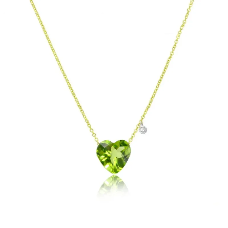 Dainty Peridot Heart Necklace sold by Meira T