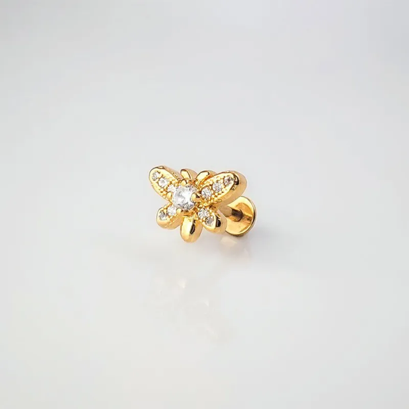 Butterfly Pave Gold Flat Back Earring sold by Wanderlust and Co