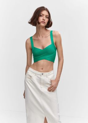 Knitted wrap top -  Women | Mango USA sold by Mango