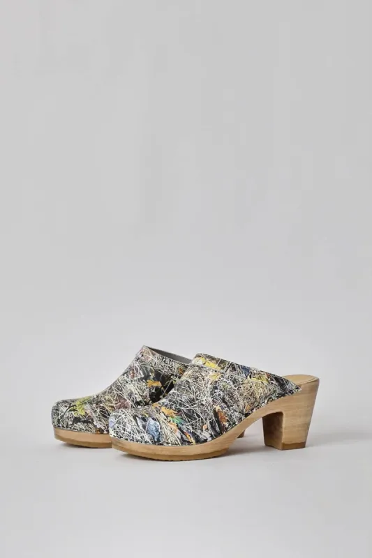 No.6 Old School Clog on High Heel in Light Camo sold by No. 6