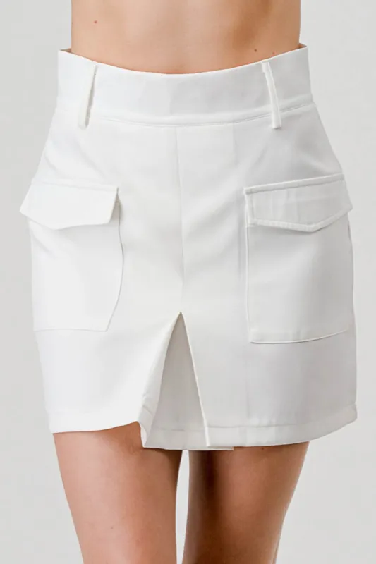 HIGH WAIST SIDE BIG POCKETS MINI SKIRT sold by privy