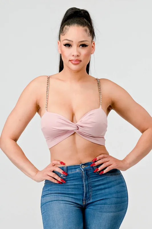 LUX COATING CHAIN STRAPS TWSIT SWEETHEART BRALETTE sold by privy