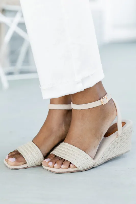 Bethany Natural Tweed Espadrille Wedges FINAL SALE sold by Pink Lily