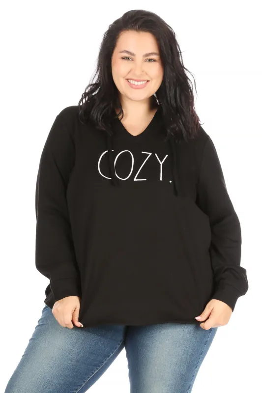 Women's "COZY" Plus Size Pullover Lounge Hoodie sold by Rae Dunn