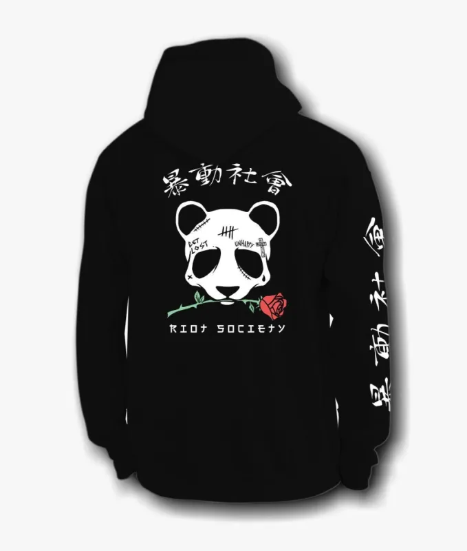 Panda Rose Skull Tattoo Mens Hoodie sold by riot society