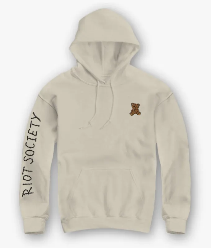 Teddy Bear Embroidered Mens Hoodie sold by riot society