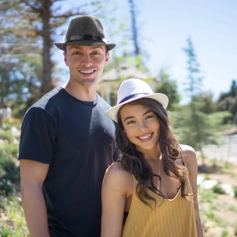 Unisex Panama Style Trilby Fedora Straw Sun Hat with Leather Belt sold by Simplicity