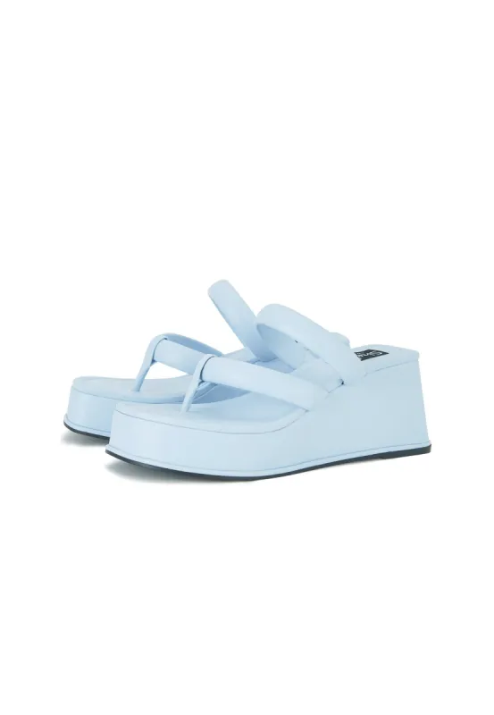 Christina Blue Strappy Mule Wedges sold by Shellys London