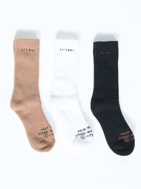 Minimal Thrills 3 Pack Sock - Cork/Merch Black/White sold by Thrills