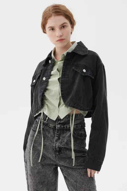 Lindsey Denim Cropped Jacket sold by storets