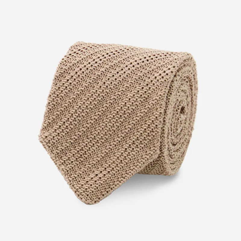 Textured Stripe Knit Champagne Tie sold by The Tie Bar