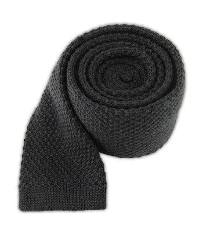Knit Solid Wool Graphite Tie sold by The Tie Bar