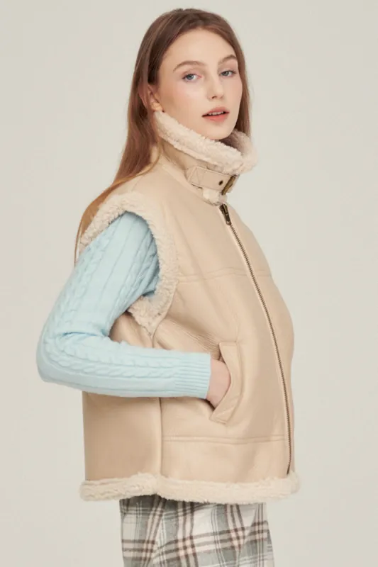 Daniela Pleather Shearling Vest sold by storets