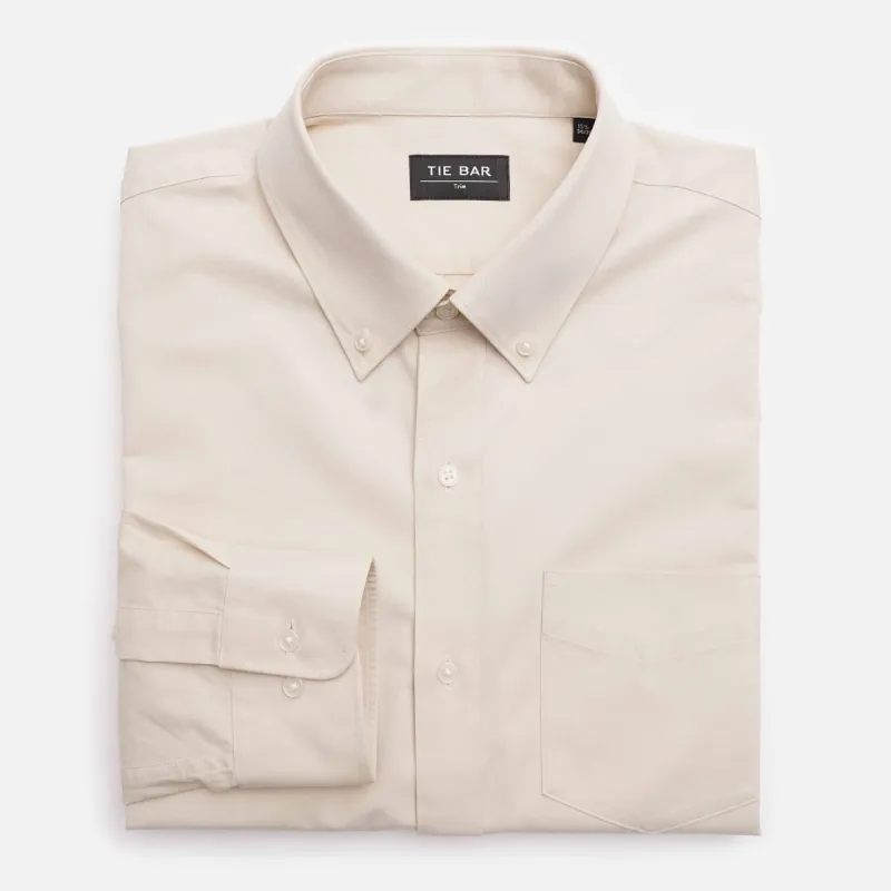 Washed Chino Cream Casual Shirt sold by The Tie Bar