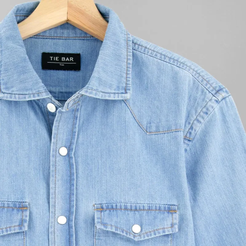 Western Denim Light Blue Casual Shirt sold by The Tie Bar