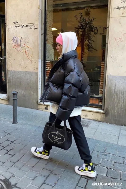 Harlow Faux Leather Puffer Jacket sold by storets