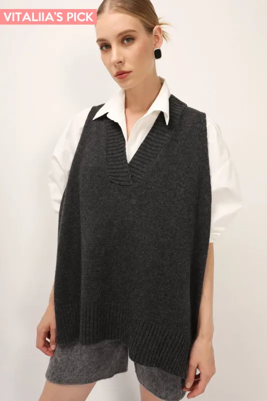 Lyla Oversized Knit Vest sold by storets