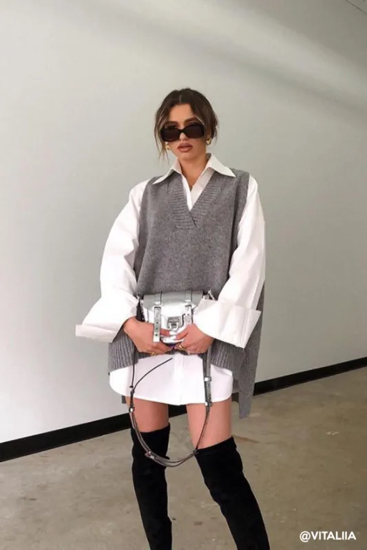 Lyla Oversized Knit Vest sold by storets
