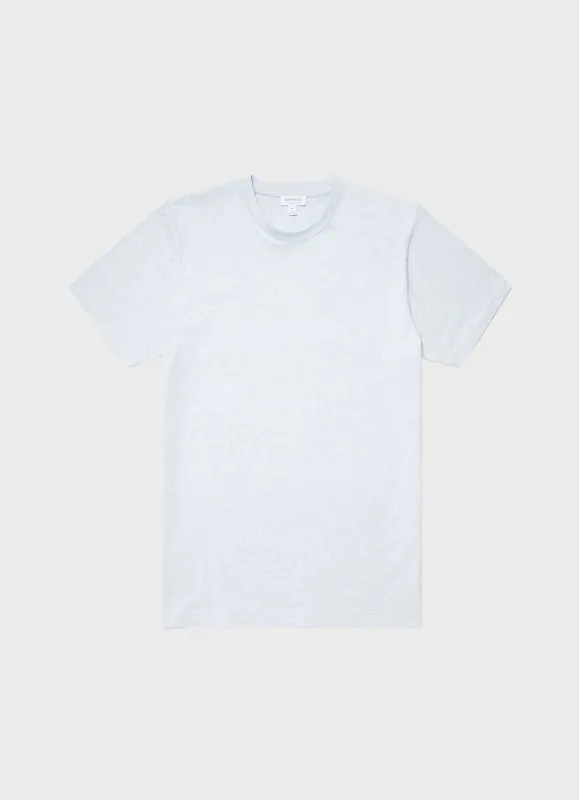 Men's Riviera T-shirt in Pastel Blue Melange sold by Sunspel