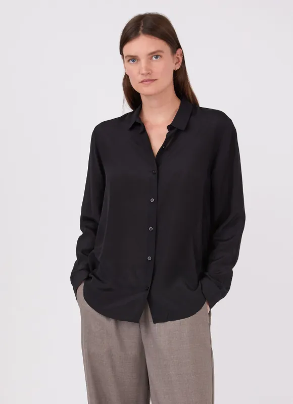 Women's Silk Blouse in Black sold by Sunspel