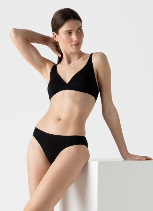 Women's Cotton Stretch Bralette in Black sold by Sunspel