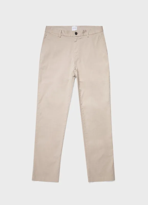 Men's Regular Fit Stretch Chino in Light Stone sold by Sunspel