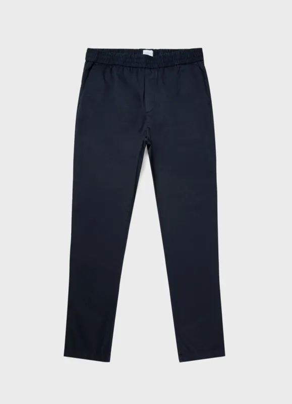 Men's Cotton Linen Drawstring Trouser in Navy sold by Sunspel