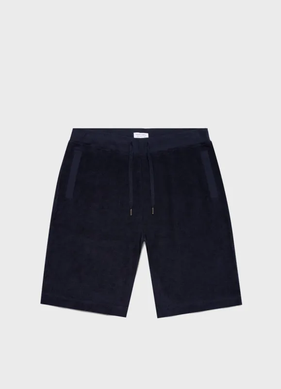 Men's Towelling Short in Navy sold by Sunspel