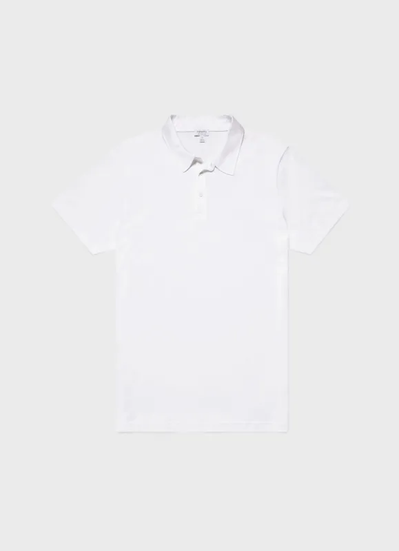 Men's Jersey Classic Polo Shirt in White sold by Sunspel