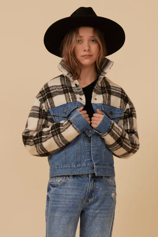 DENIM AND PLAID JACKET sold by Vintage Havana