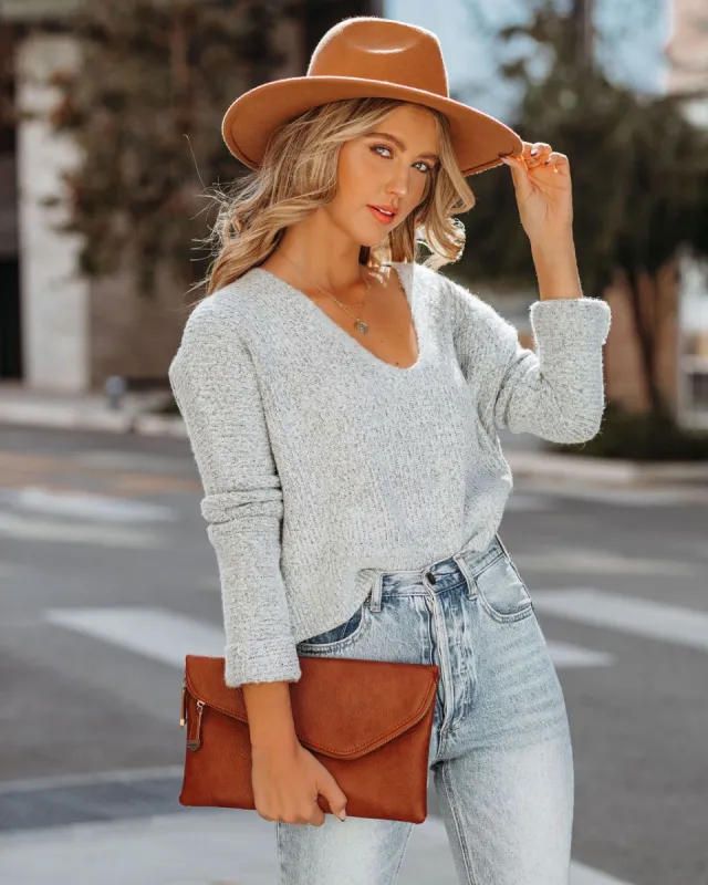 Basin Cropped Knit Sweater - Grey - FINAL SALE sold by Vici