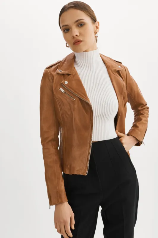 HARPER | Fitted Leather Biker Jacket sold by La Marque