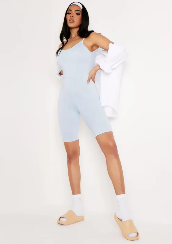 Elora Blue Backless Unitard sold by Missy Empire