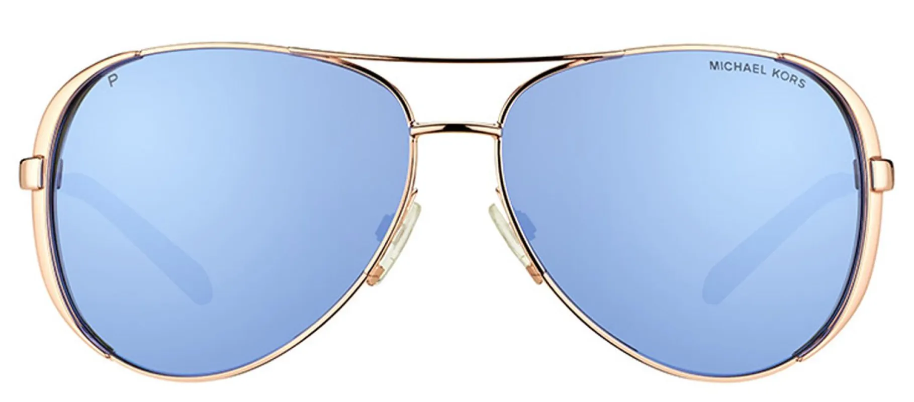 Michael Kors Chelsea MK 5004 100322 Aviator Metal Gold Sunglasses with Purple Mirrored Polarized Lens sold by Gaffos