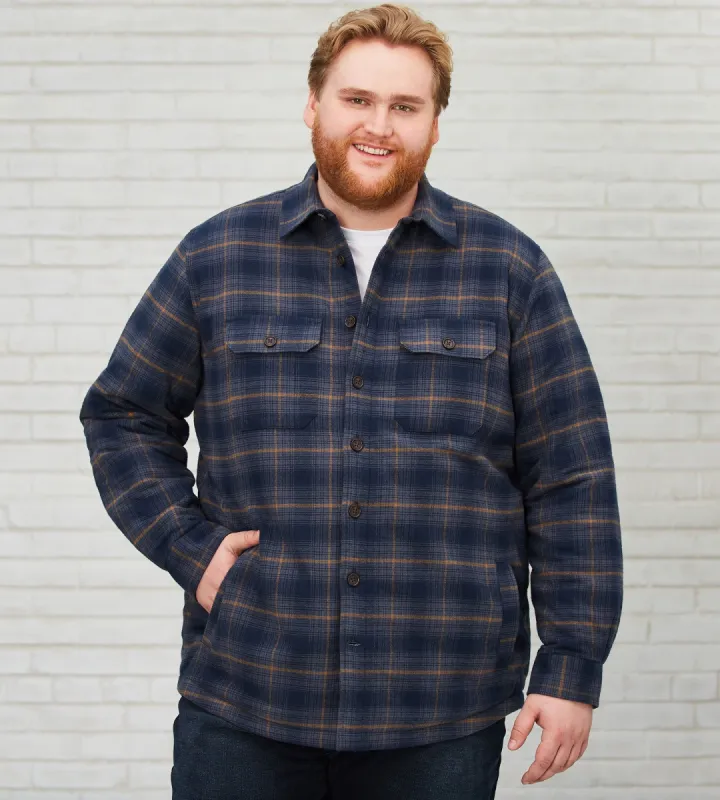 Fleece-Lined Flannel Shacket sold by George Richards