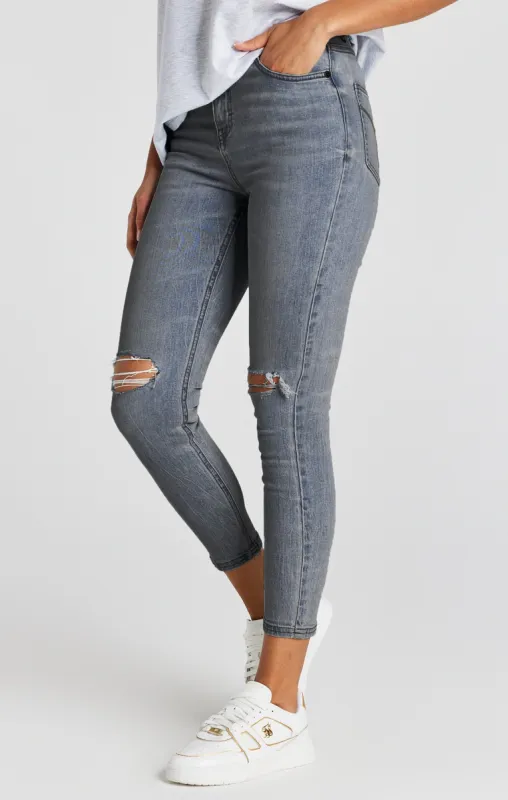 Light Blue Wash Distressed Denim Jean sold by Siksilk