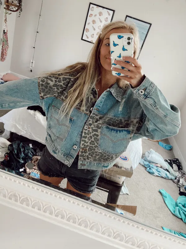 Leopard Denim Jacket sold by Sunkissed Coconut