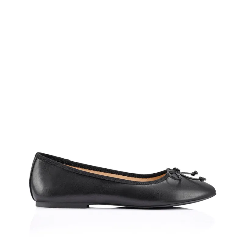 Ballerina Ballet Flats - Black Smooth sold by Verali
