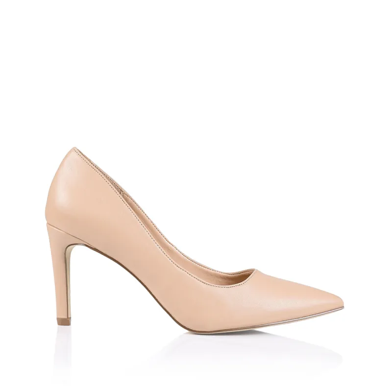 Wish Court Heel Pumps - Nude Smooth sold by Verali