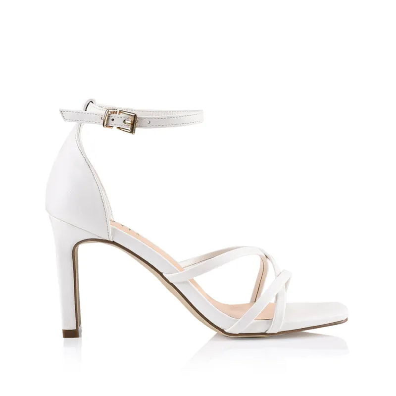 Kingdom Block Heel Sandals - White Smooth sold by Verali