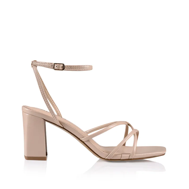 Nakita Block Heel Sandals - Nude Smooth sold by Verali