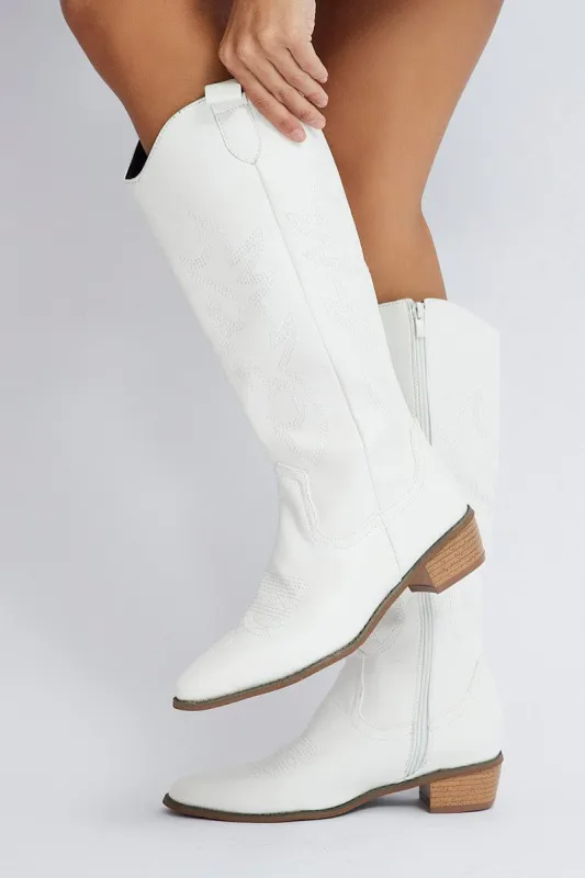 White Western Boots sold by Ally Fashion