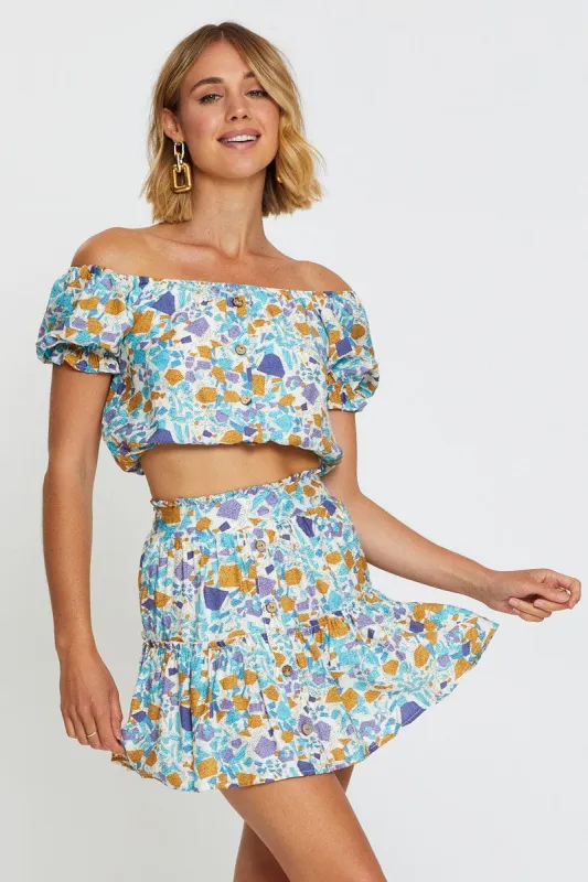 Print Flare Skirt Mini High Rise sold by Ally Fashion