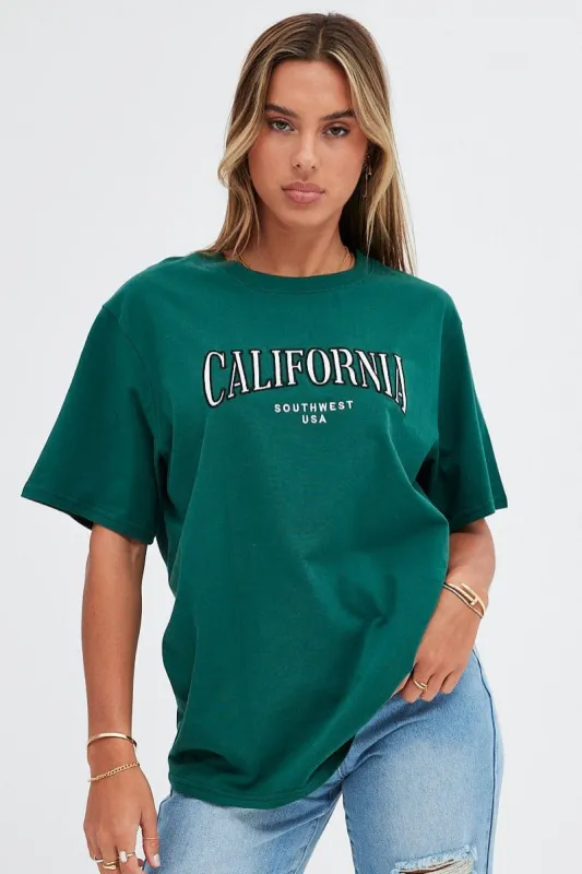 Green Graphic Tee Short Sleeve Oversized sold by Ally Fashion