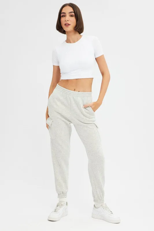Grey Cargo Track Pants High Rise sold by Ally Fashion
