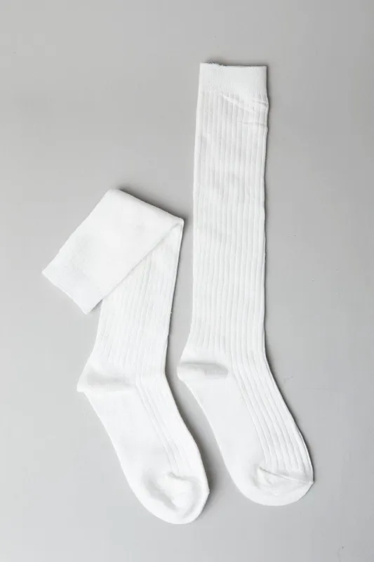 White Rib Knee High Socks sold by Ally Fashion