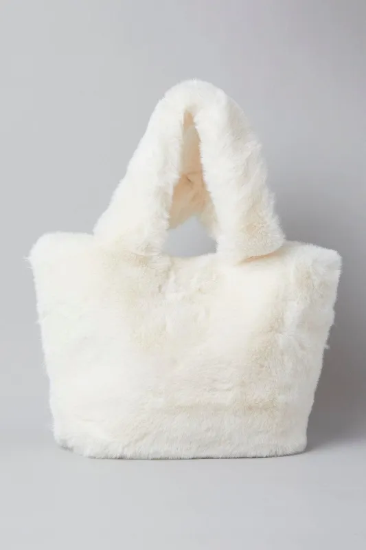 White Faux Fur Tote Bag sold by Ally Fashion