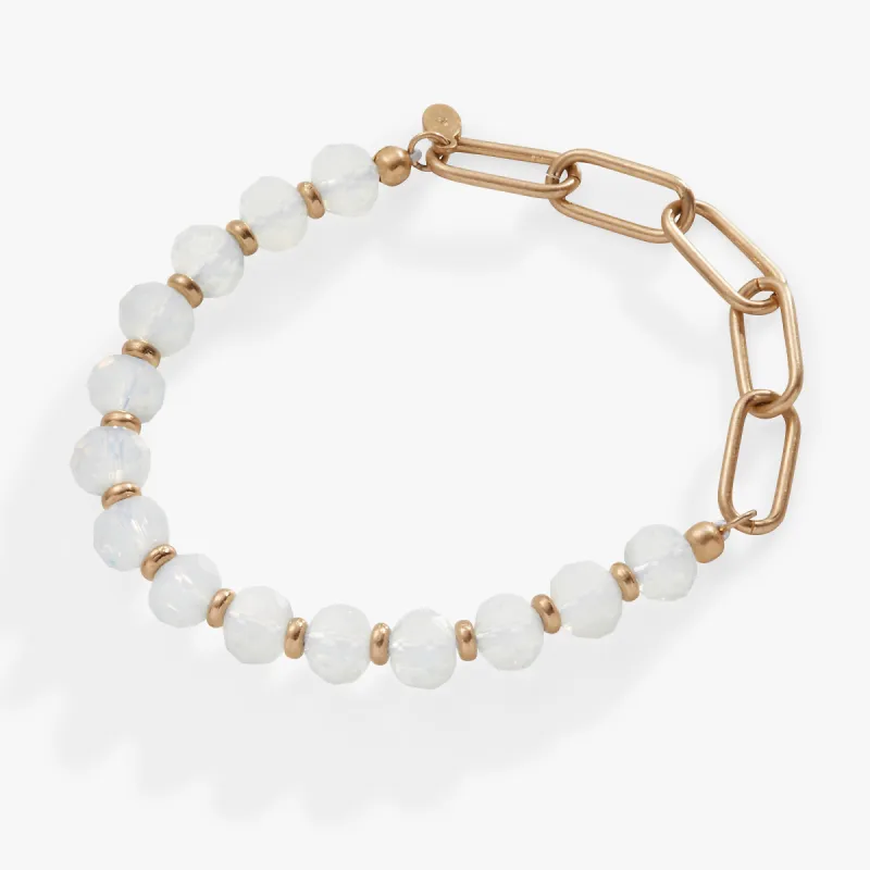 Moonstone Beaded and Chain Stretch Bracelet sold by Alex and Ani