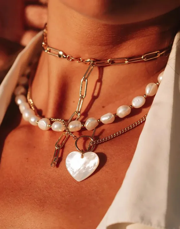 Hailey Pearl Necklace by Sahira Jewelry Design - Gold sold by Beach Bunny