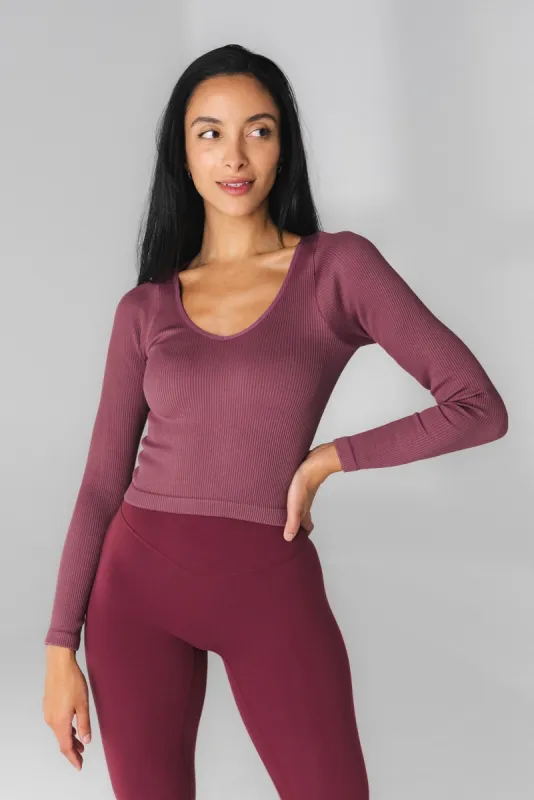 Vitality Synergy® V Long Sleeve - Mauve sold by Balance Athletica
